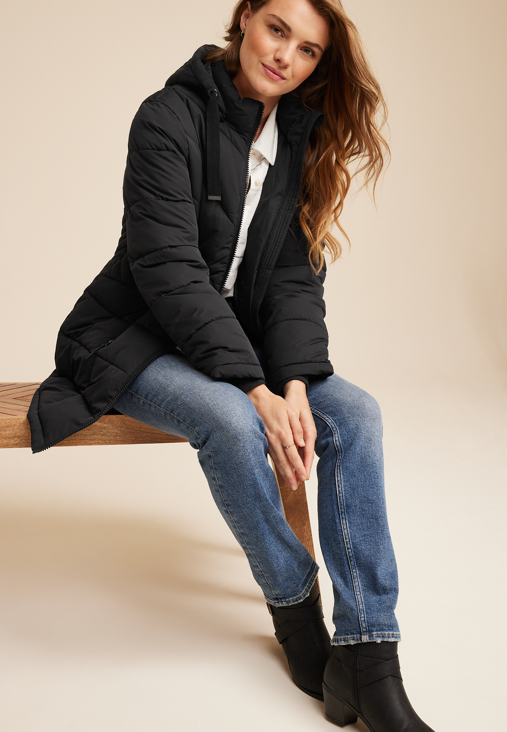 Mid Length Puffer Coat, C106, large