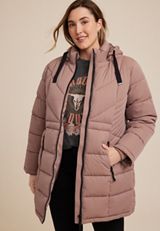 Plus Size Mid Length Puffer Coat, C5214, small