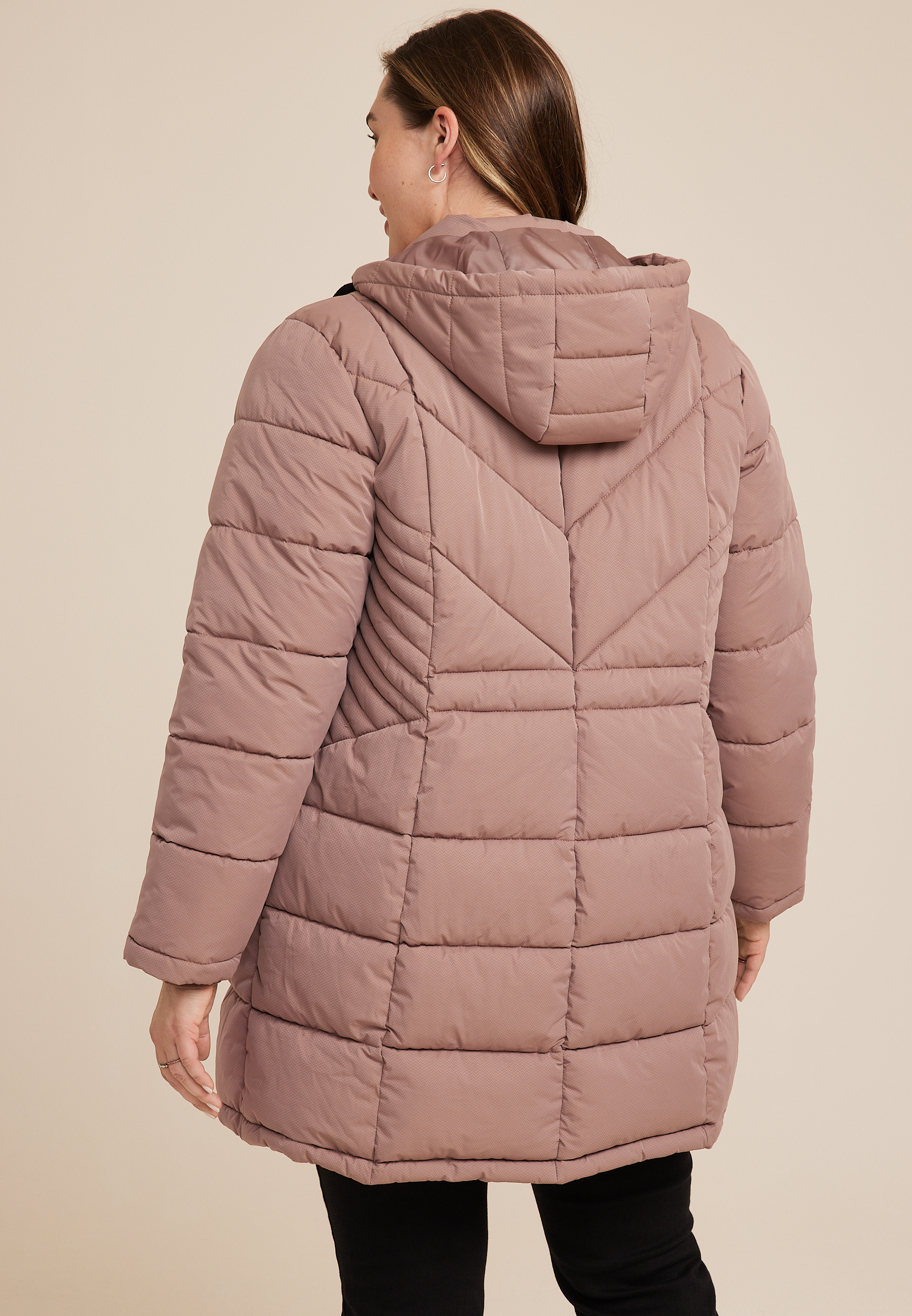 Plus Size Mid Length Puffer Coat, C5214, large