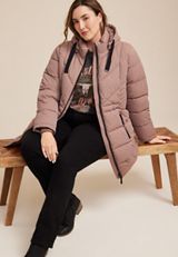 Plus Size Mid Length Puffer Coat, C5214, small
