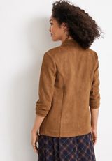 Ever Go Faux Suede Blazer, BROWN, small