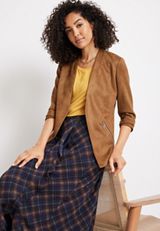 Ever Go Faux Suede Blazer, BROWN, small