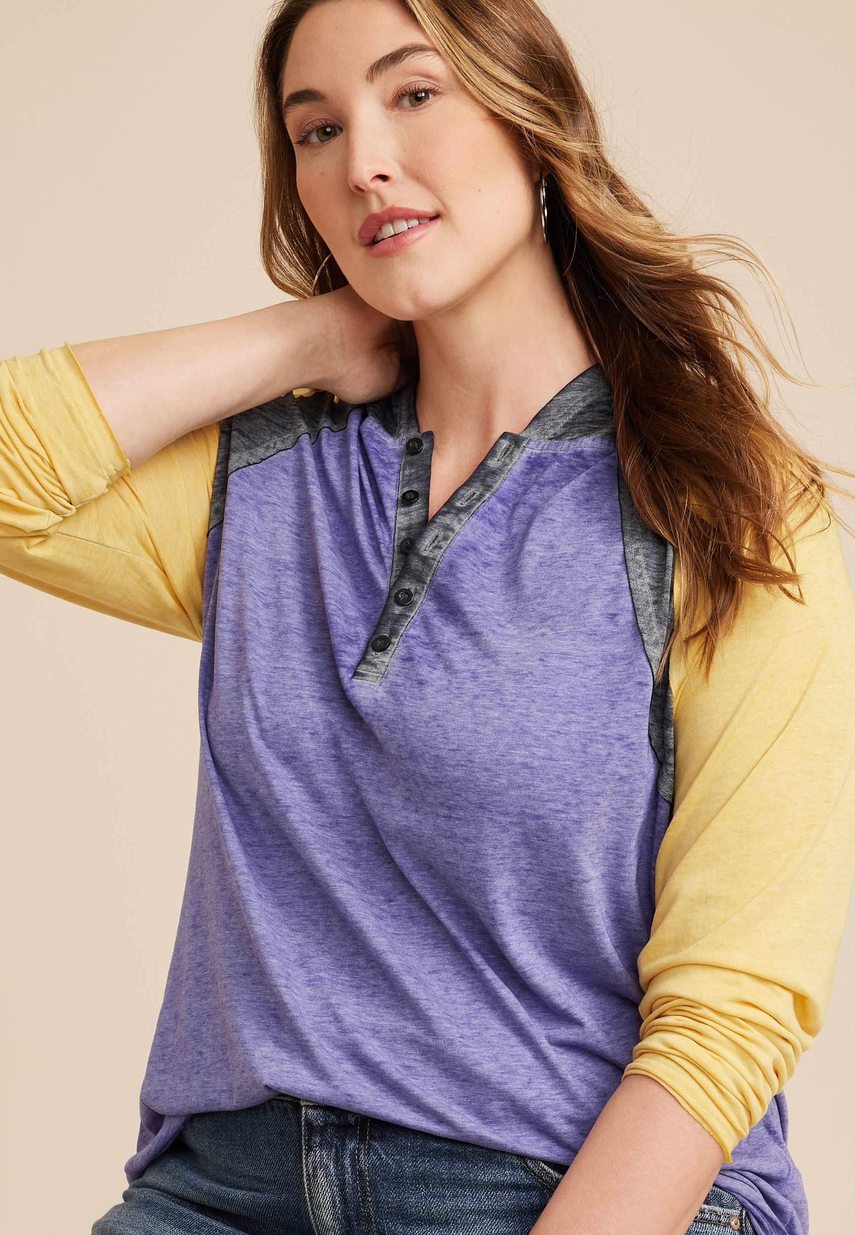 Plus Size Collegiate Colorblock Hoodie