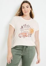 Plus Size Hello Fall Graphic Tee, C2789, small