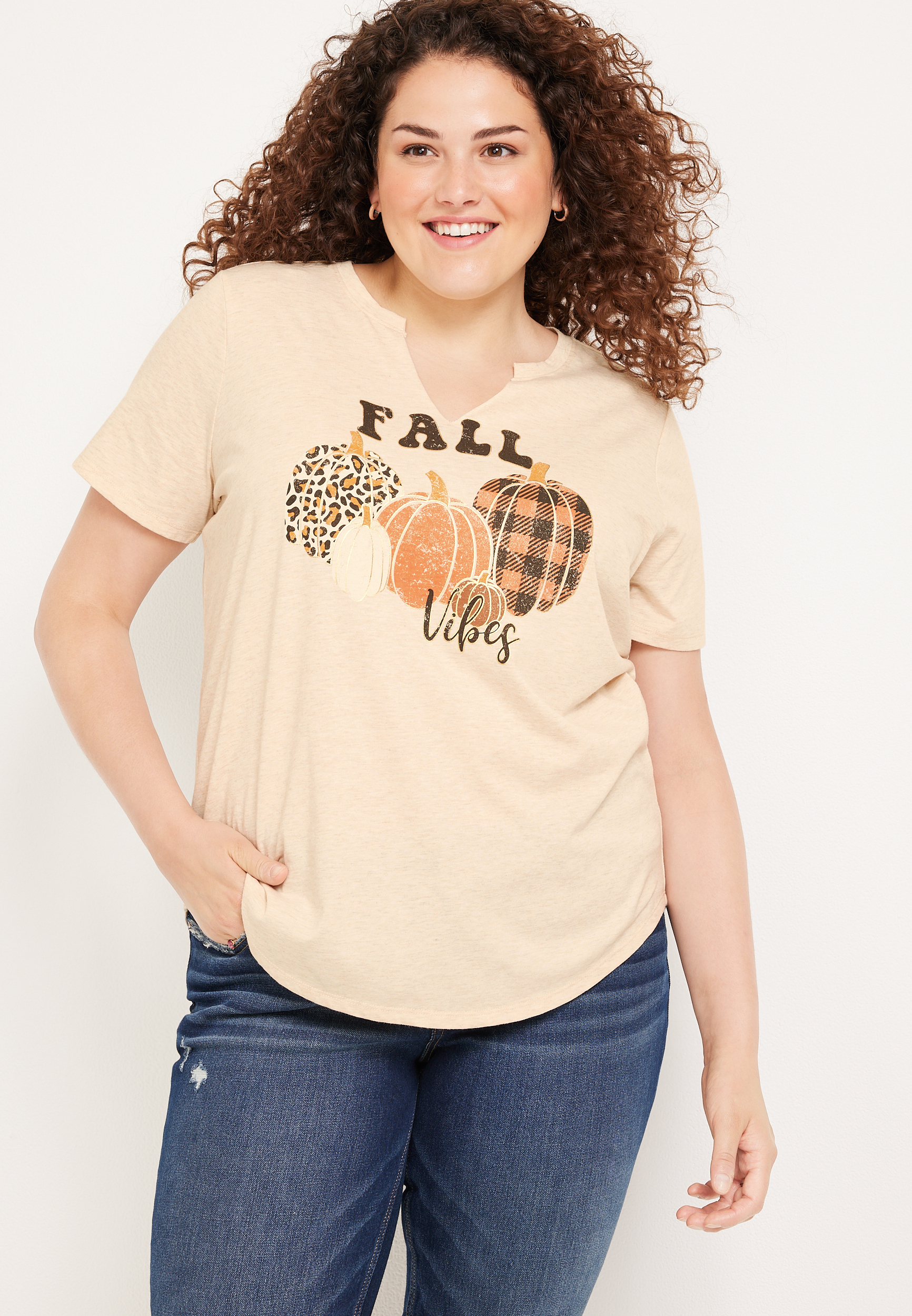 Plus Size Fall Vibes Graphic Tee, C2445, large