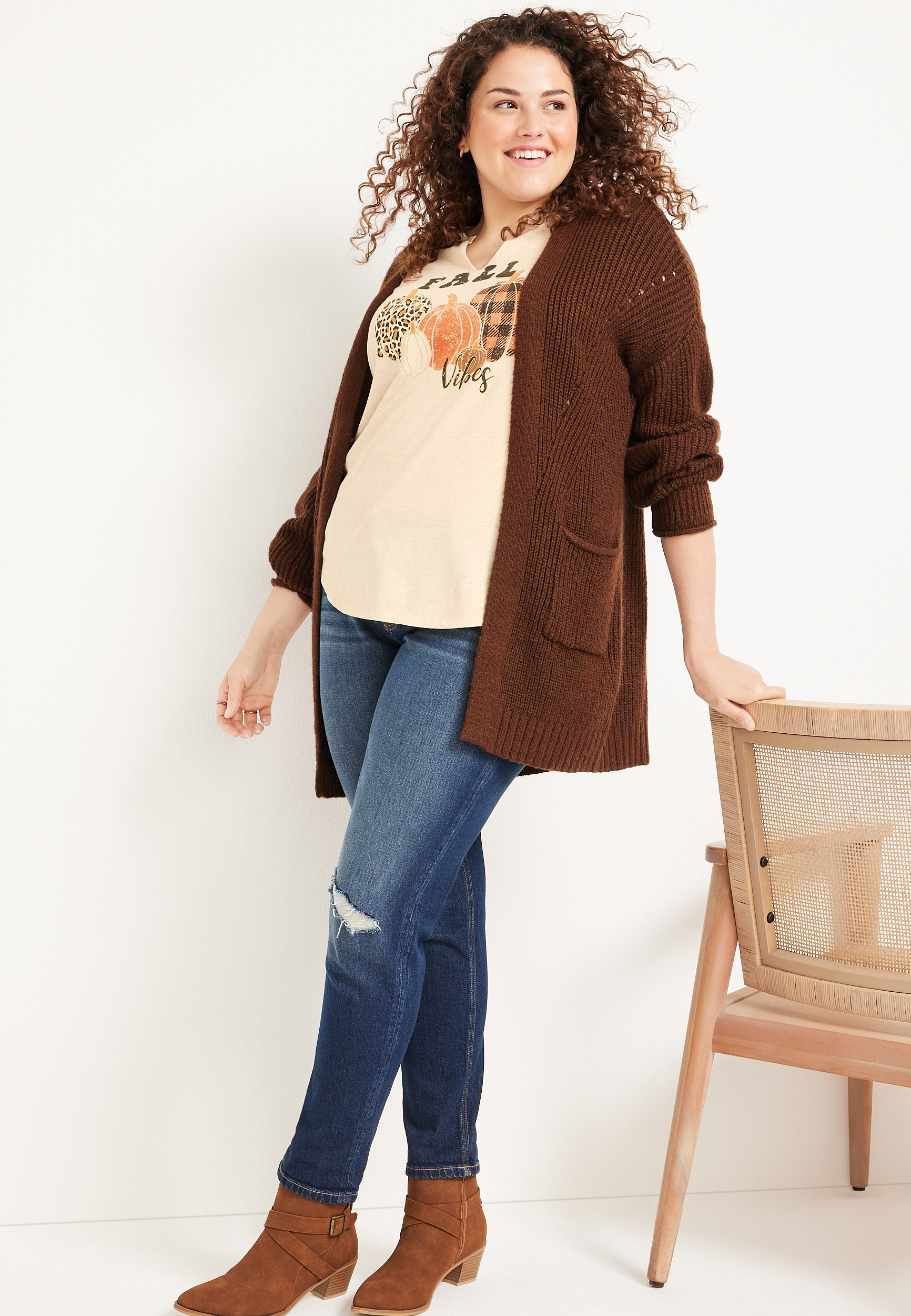 Plus Size Fall Vibes Graphic Tee, C2445, large