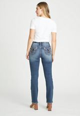 Vigoss&reg; Slim Boot Embroidered Lotus Flower Pocket Mid Rise Jean, C258, small