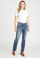 Vigoss&reg; Slim Boot Embroidered Lotus Flower Pocket Mid Rise Jean, C258, small