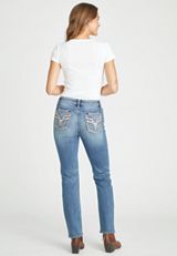 Vigoss&reg; Straight Heritage Rose Gold Stitch Pocket Mid Rise Jean, C258, small