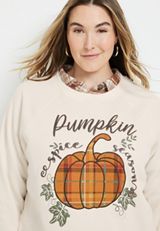 Plus Size Pumpkin Spice Season Sweatshirt, OFF WHITE, small