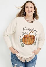 Plus Size Pumpkin Spice Season Sweatshirt, OFF WHITE, small