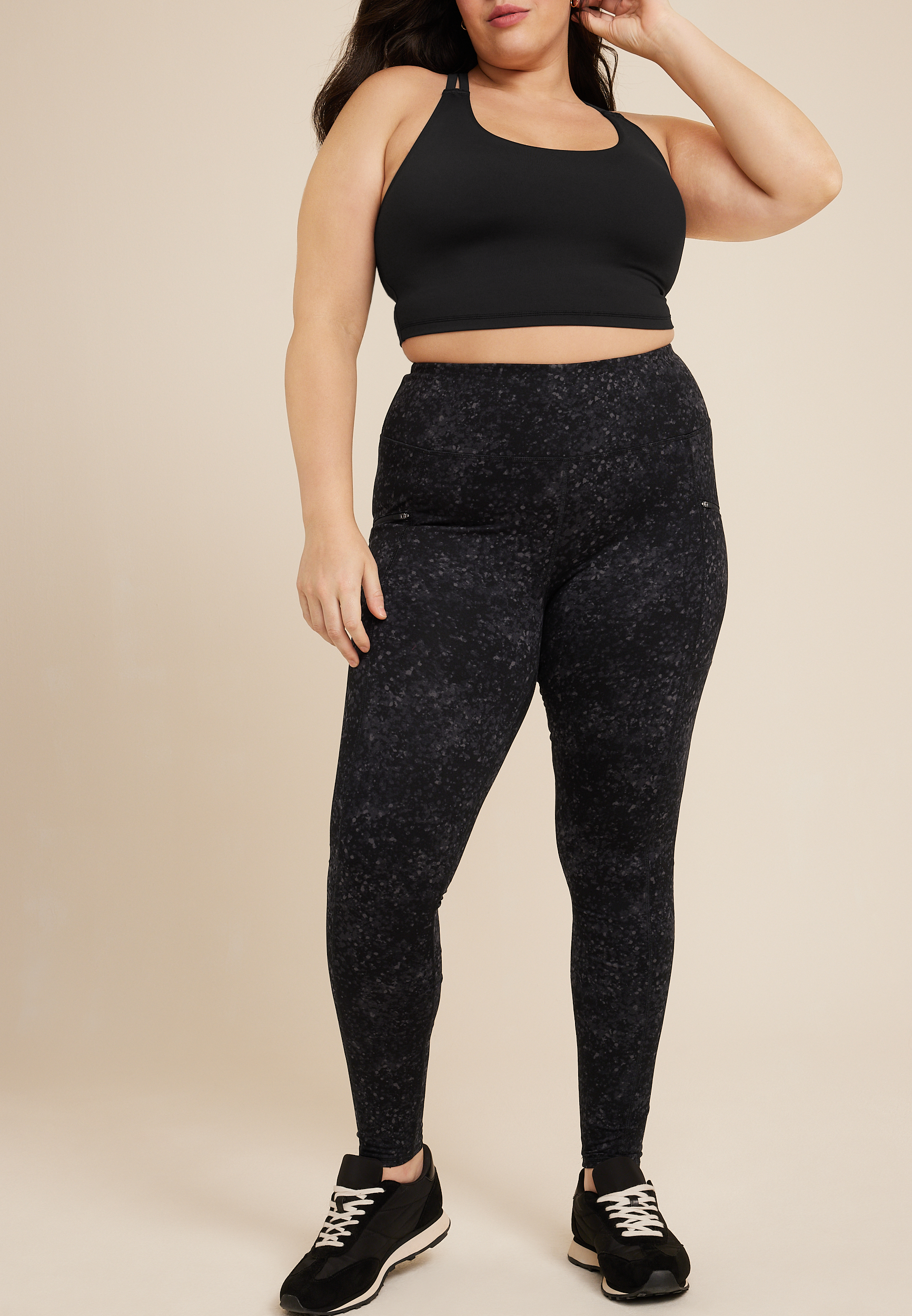 Women's Sexy Plain Regular Black Long Plus Size Leggings US20 (4X)