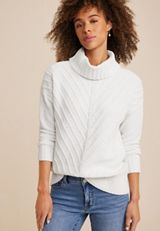 Chevron Lurex Turtleneck Sweater, C3986, small