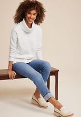 Chevron Lurex Turtleneck Sweater, C3986, small