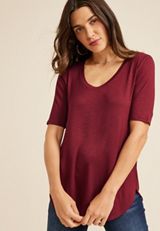 24/7 Olivia Solid Scoop Neck Tunic Tee, C9179, small