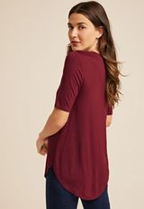 24/7 Olivia Solid Scoop Neck Tunic Tee, C9179, small