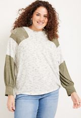Plus Size Spacedye Leaf Mixer Tee, , small