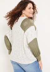 Plus Size Spacedye Leaf Mixer Tee, , small