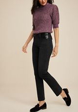 m jeans by maurices&trade; Mixed Fabric High Rise Ankle Slim Straight Jean, BLACK, small