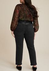 Plus Size m jeans by maurices&trade; Mixed Fabric High Rise Ankle Slim Straight Jean, BLACK, small