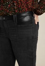Plus Size m jeans by maurices&trade; Mixed Fabric High Rise Ankle Slim Straight Jean, BLACK, small