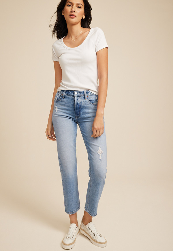 Goldie Blues™ Light Cheeky Taper Ankle Jean | maurices