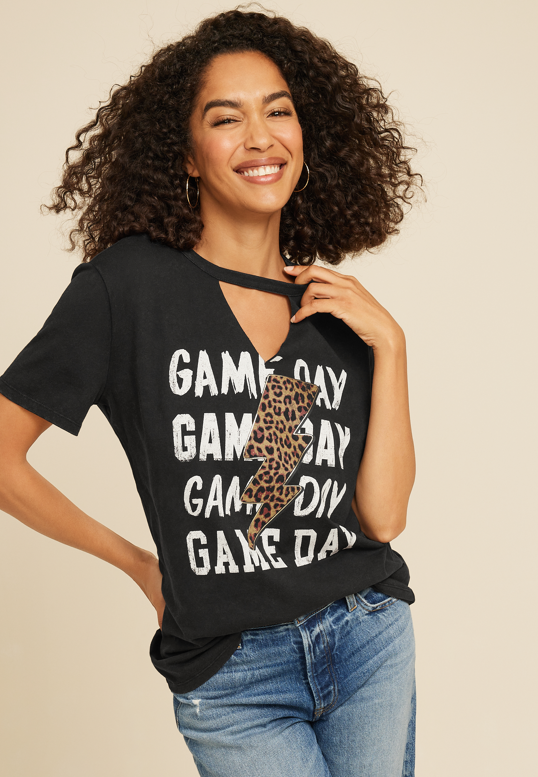 Game Day Lightning Bolt Graphic Tee, C106, large
