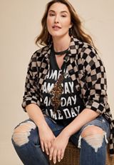 Plus Size Game Day Lightning Bolt Graphic Tee, C106, small