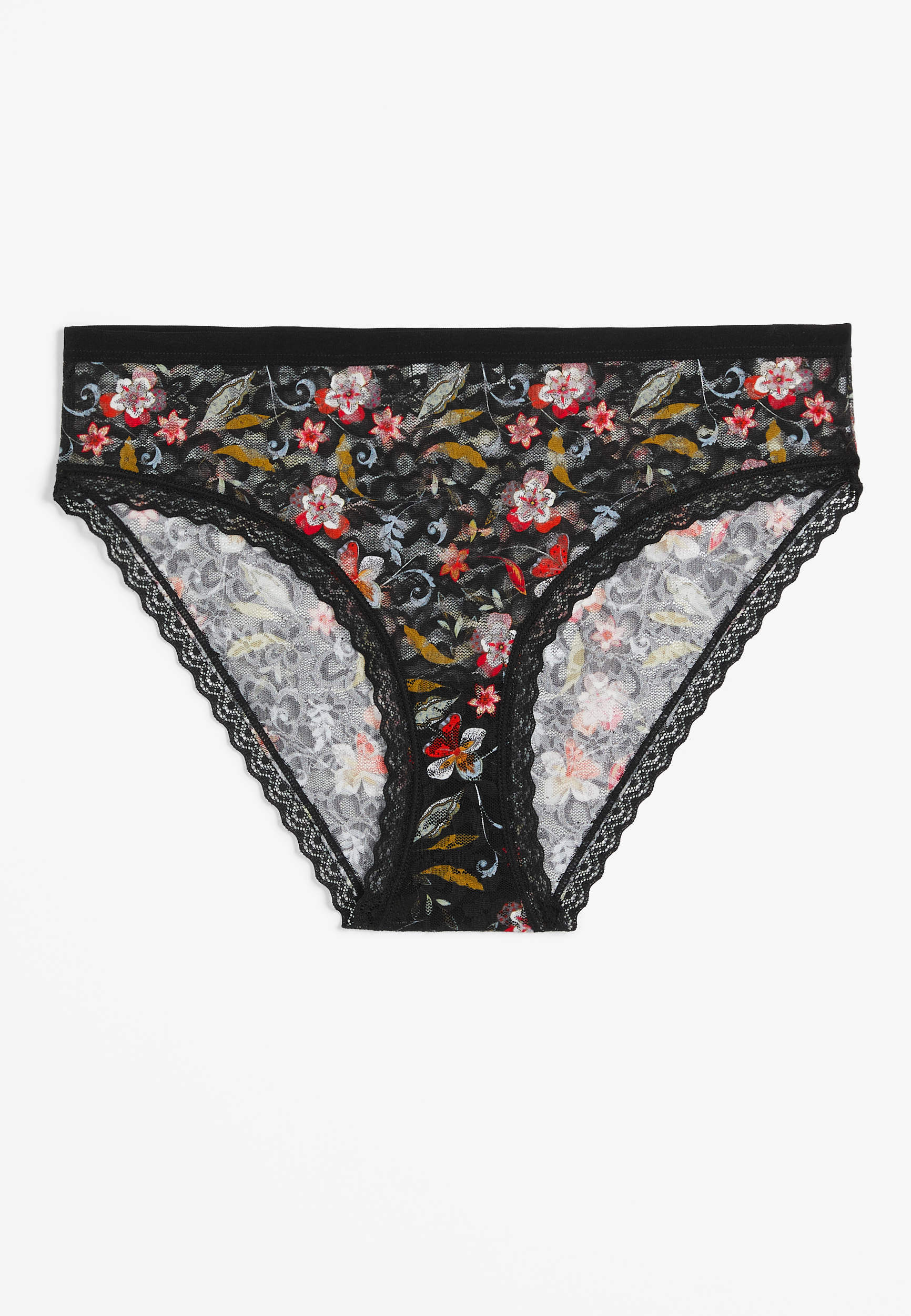 Vintage Lace Black Floral Bikini Panty | maurices