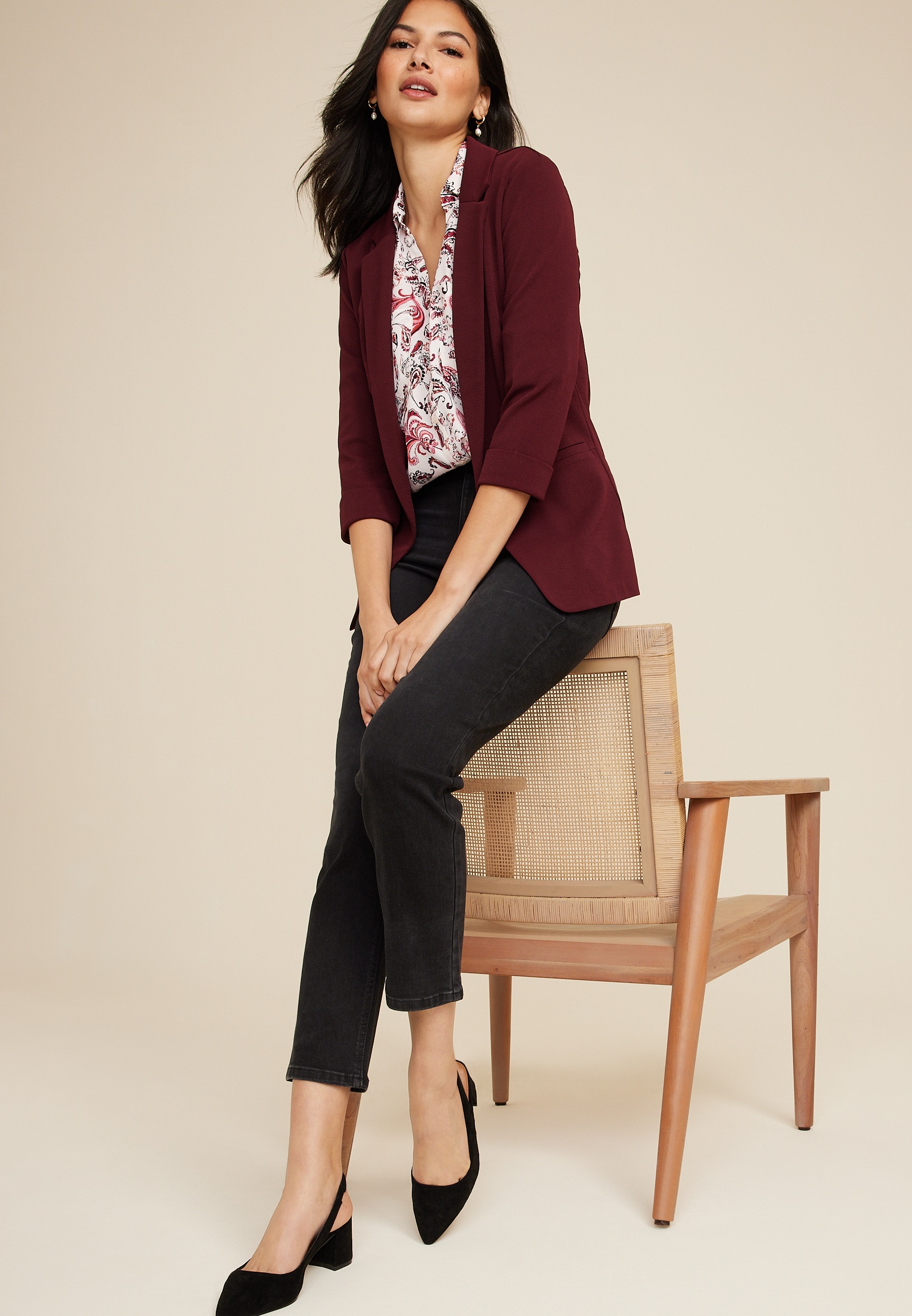 Winona Paisley Button Down Blouse, ECRU COMBO, large