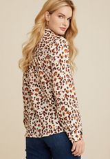 Winona Cheetah Button Down Blouse, C5883, small