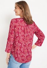 Atwood Floral 3/4 Sleeve Popover Blouse, C9180, small