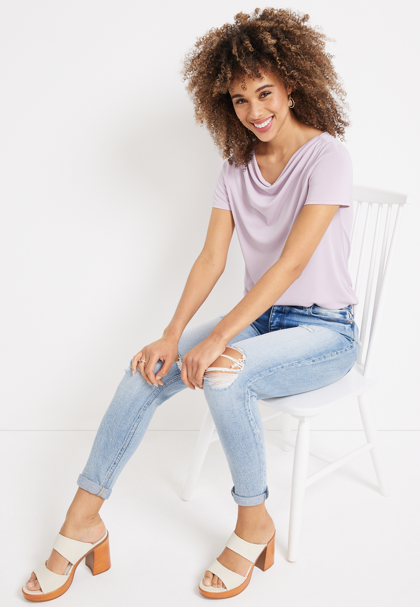 24/7 Flawless Cowl Neck Tee, C5988, large