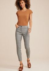 Bengaline Plaid Skinny Mid Rise Dress Pant, C5330, small