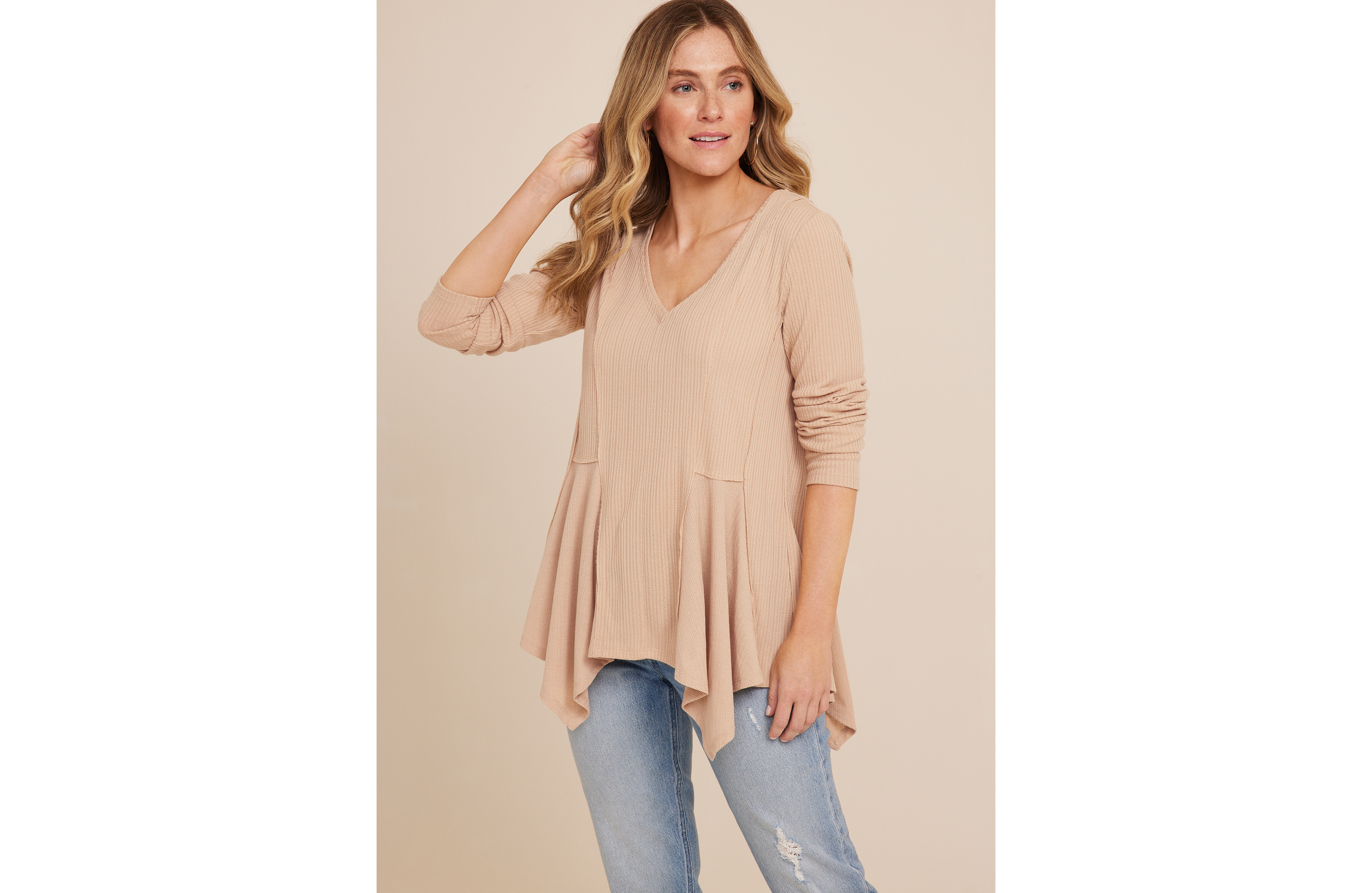 Mixed Media Sharkbite Tunic Top