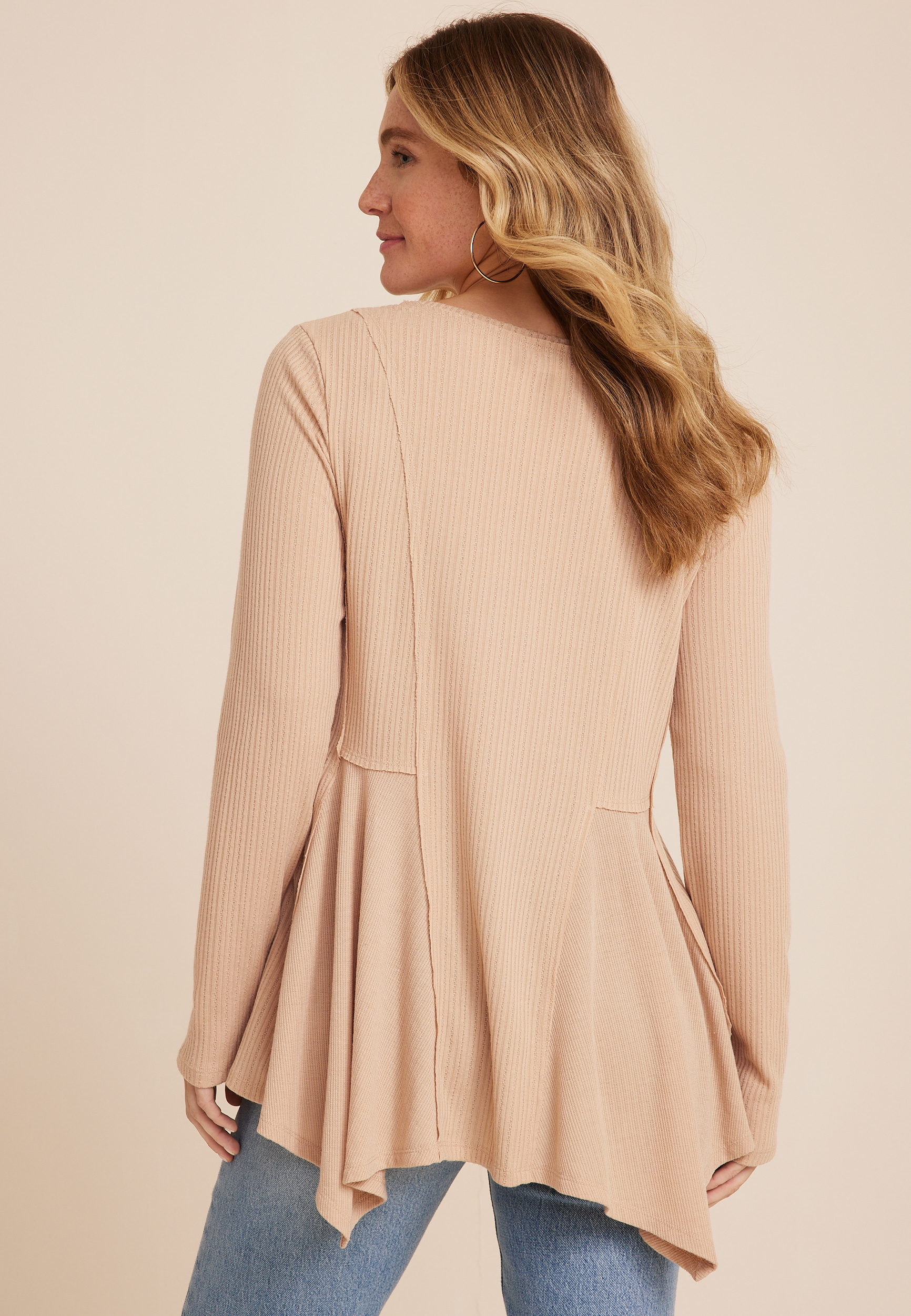 Mixed Media Sharkbite Tunic Top, C496, large