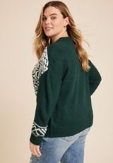 Plus Size Geo Fair Isle Sweater, C9043, small