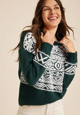 Green Fair Isle Sweater, C9043, small