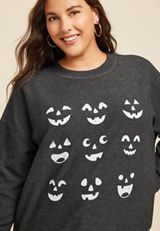 Plus Size Jack O Lantern Sweatshirt, C106, small