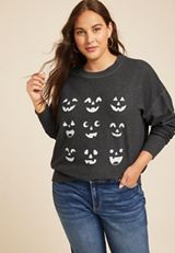 Plus Size Jack O Lantern Sweatshirt, C106, small