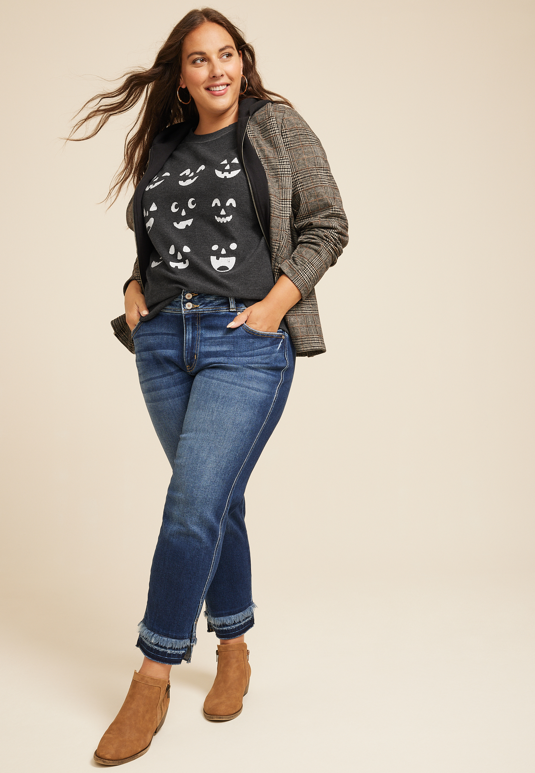 Plus Size Jack O Lantern Sweatshirt, C106, large
