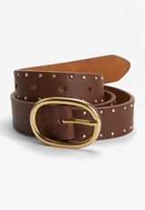 Plus Size Brown Studded Belt, , small