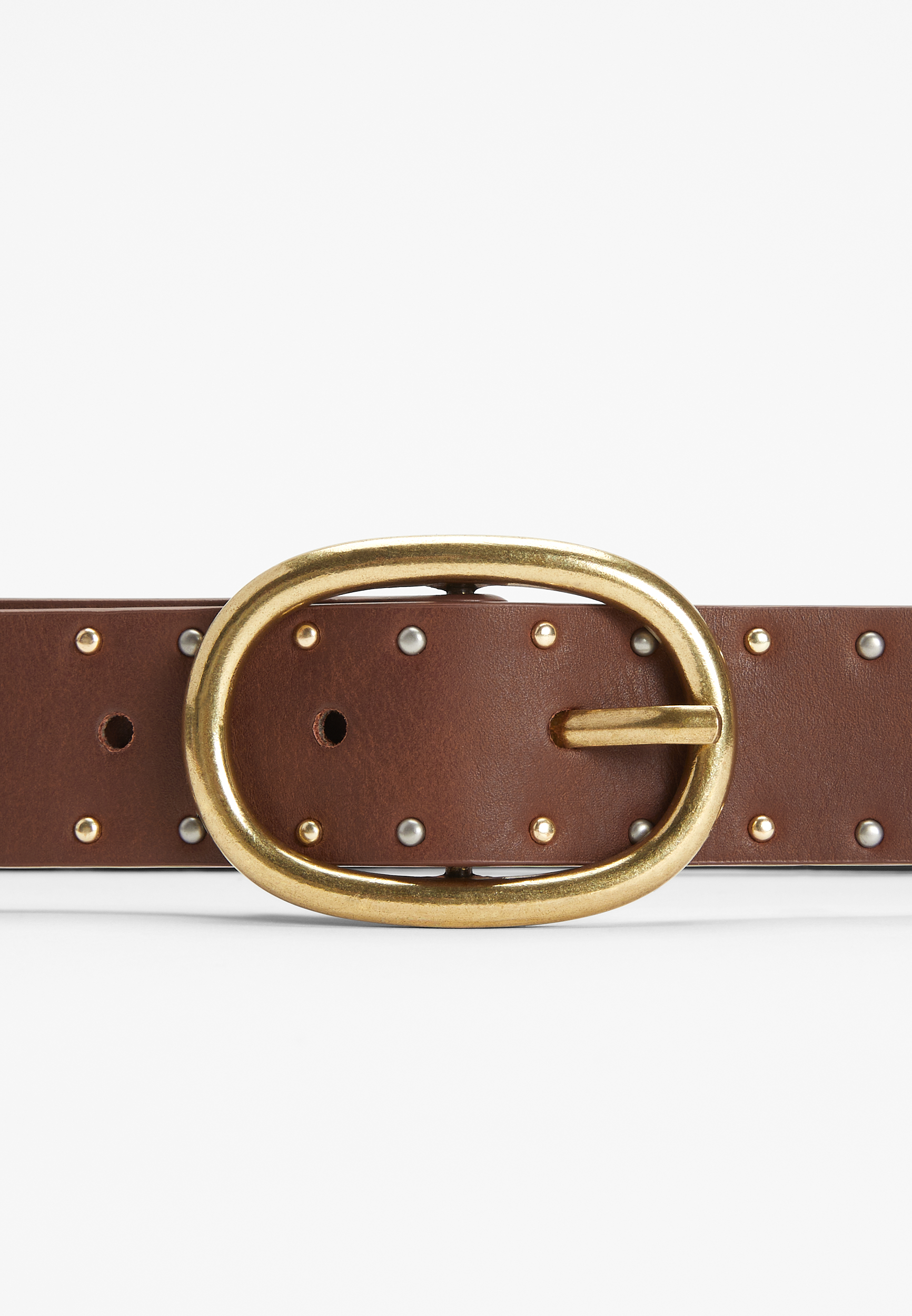 Plus Size Brown Studded Belt, , large