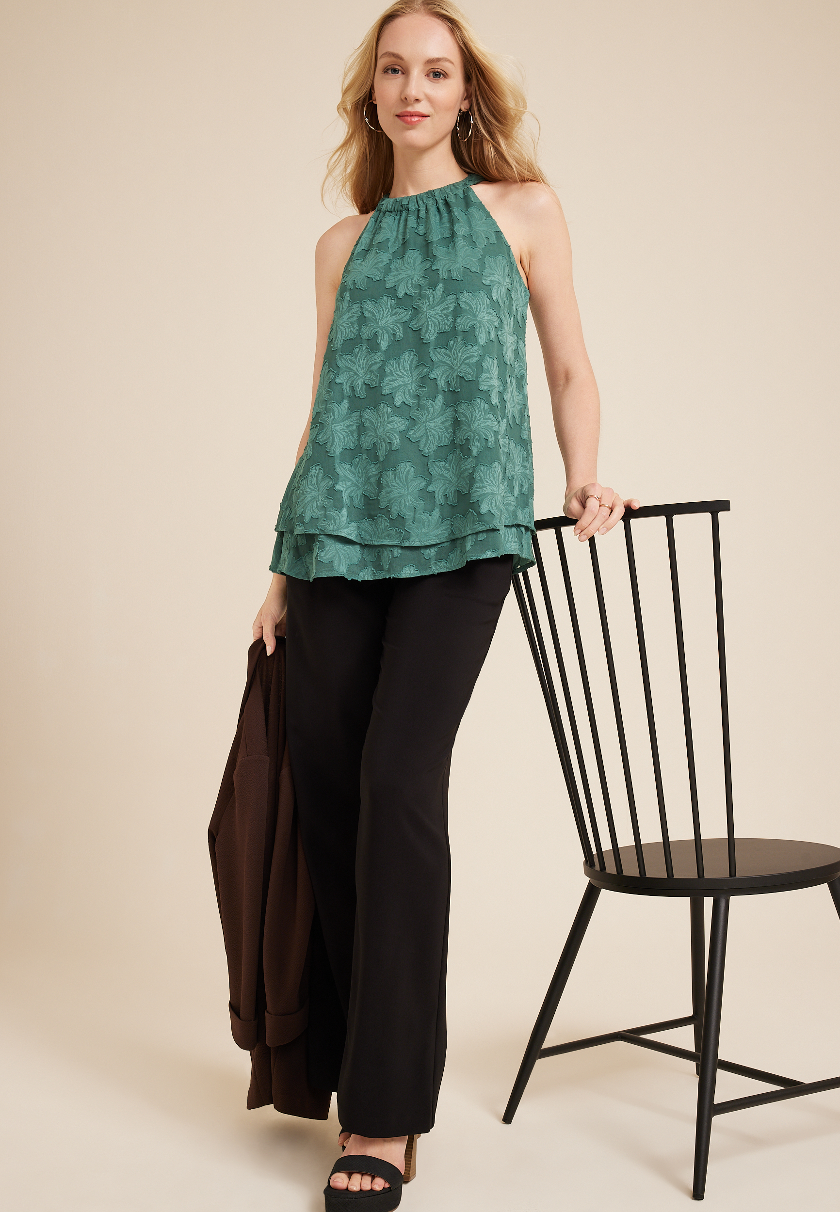Jacquard Floral Swing Tank Top, C6323, large