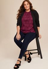 Plus Size Jacquard Floral Swing Tank Top, C3056, small