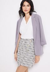 High Rise Tweed Wrap Front Skirt, C393, small