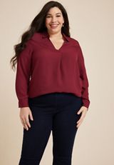 Plus Size Atwood Pleated Blouse, C9179, small