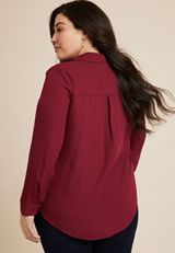 Plus Size Atwood Pleated Blouse, C9179, small