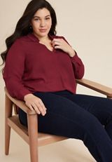 Plus Size Atwood Pleated Blouse, C9179, small