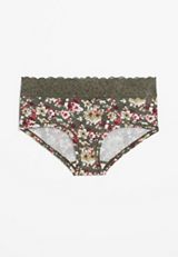 Simply Comfy Wide Lace Trim Floral Boybrief Cotton Panty, C1829, small